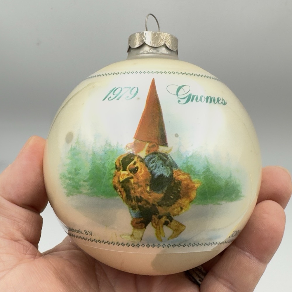 VTG 1979 Unieboek Christmas Ornament Gnome Fairy Elf Carrying Bird Gorham‎